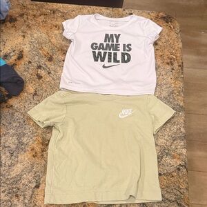 Nike Kids' White and Light Green Tees